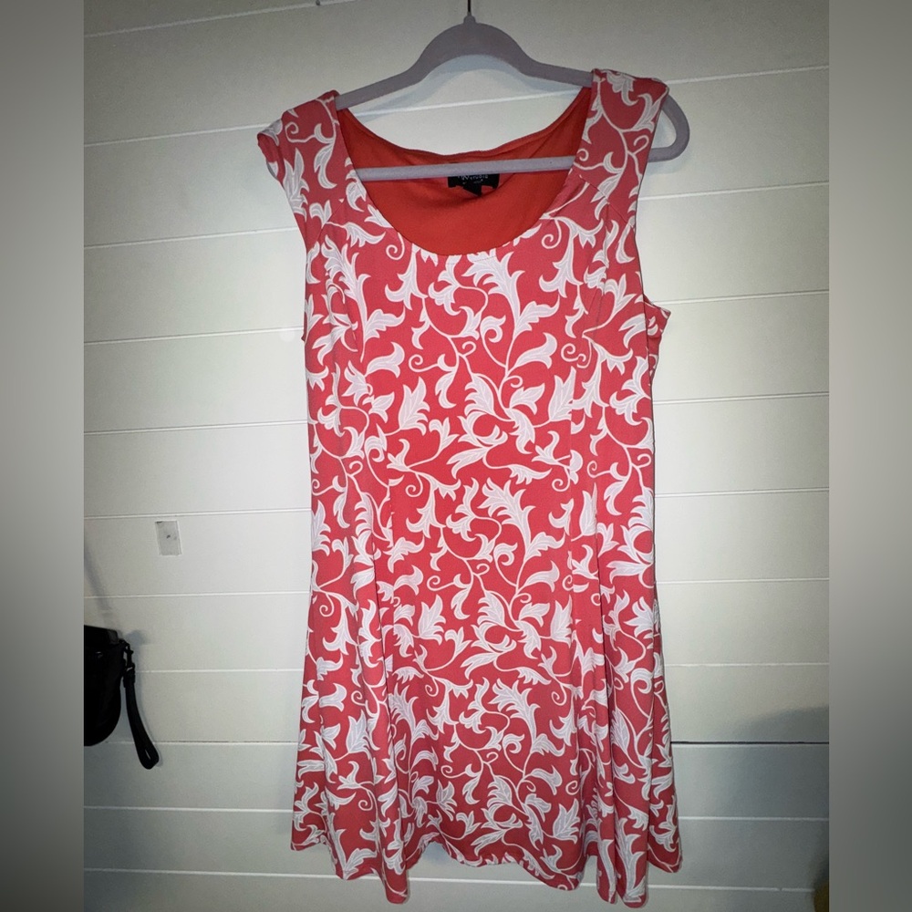 Studio Coral/White Sleeveless A-line Dress Women’s 14, RNstudio By Ronnie Nicole